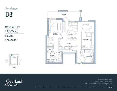 A floor plan for a residence B3 shows 2 bedrooms and 2 baths.